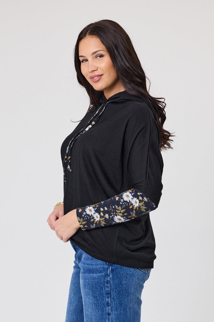 Alpine by Halifax Contrast Sleeve Hoodie Black