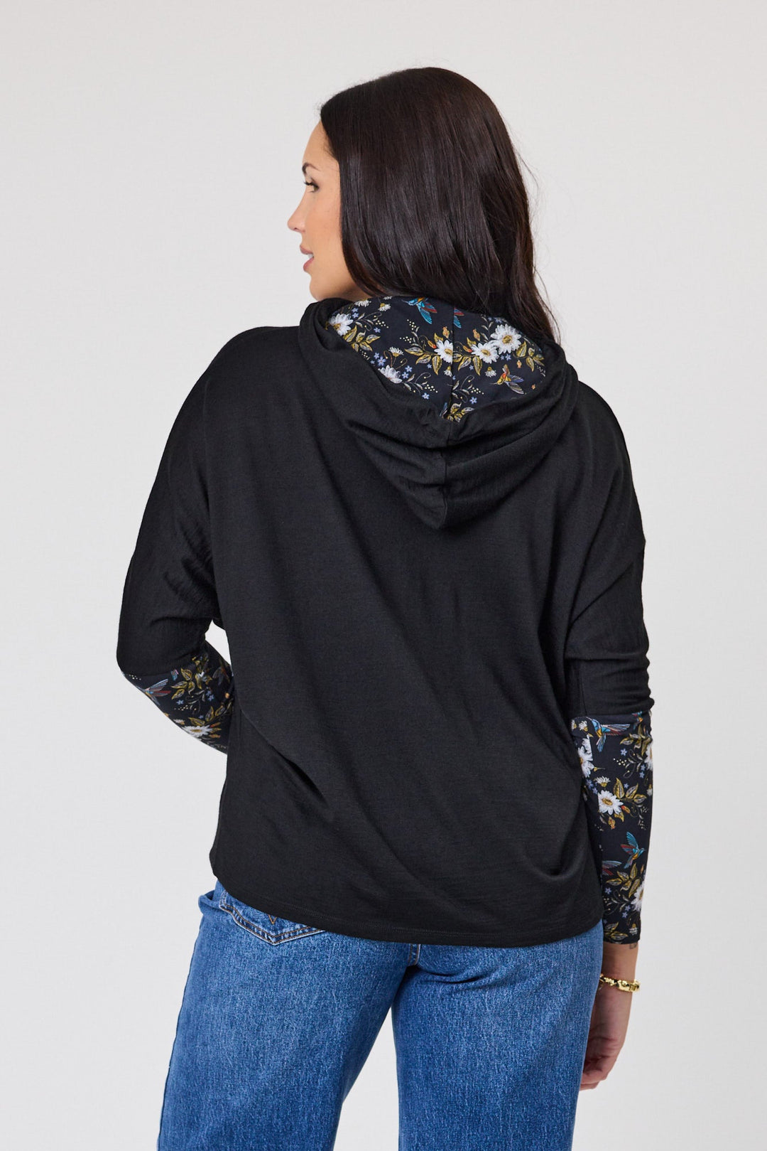Alpine by Halifax Contrast Sleeve Hoodie Black