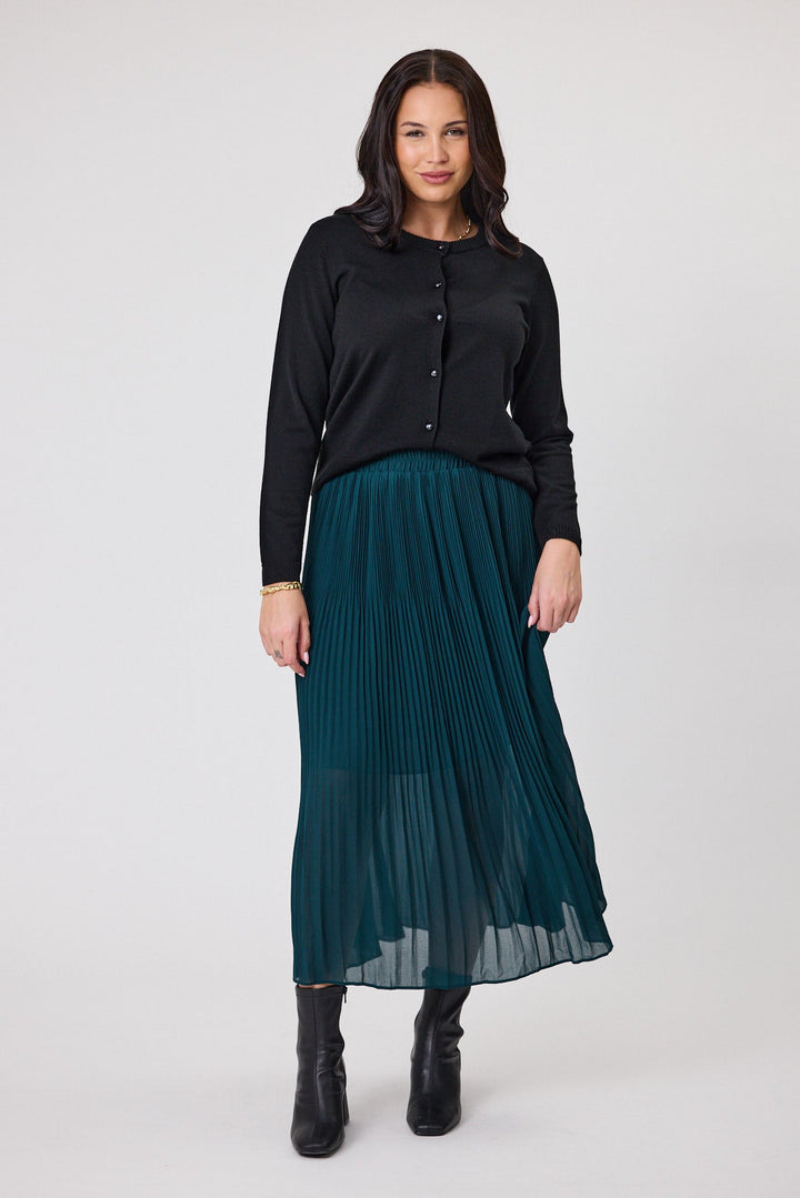 Gloss The Label Lula Variagated Pleated Skirt Petrol