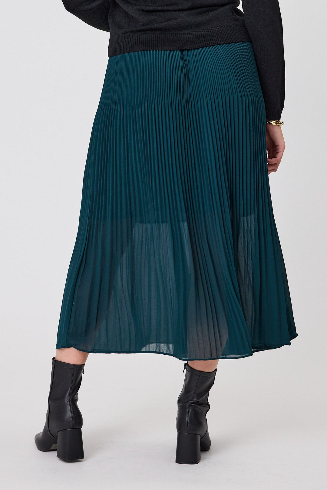 Gloss The Label Lula Variagated Pleated Skirt Petrol