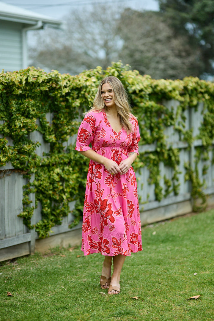 Gloss The Label Nell Dress Pink Print