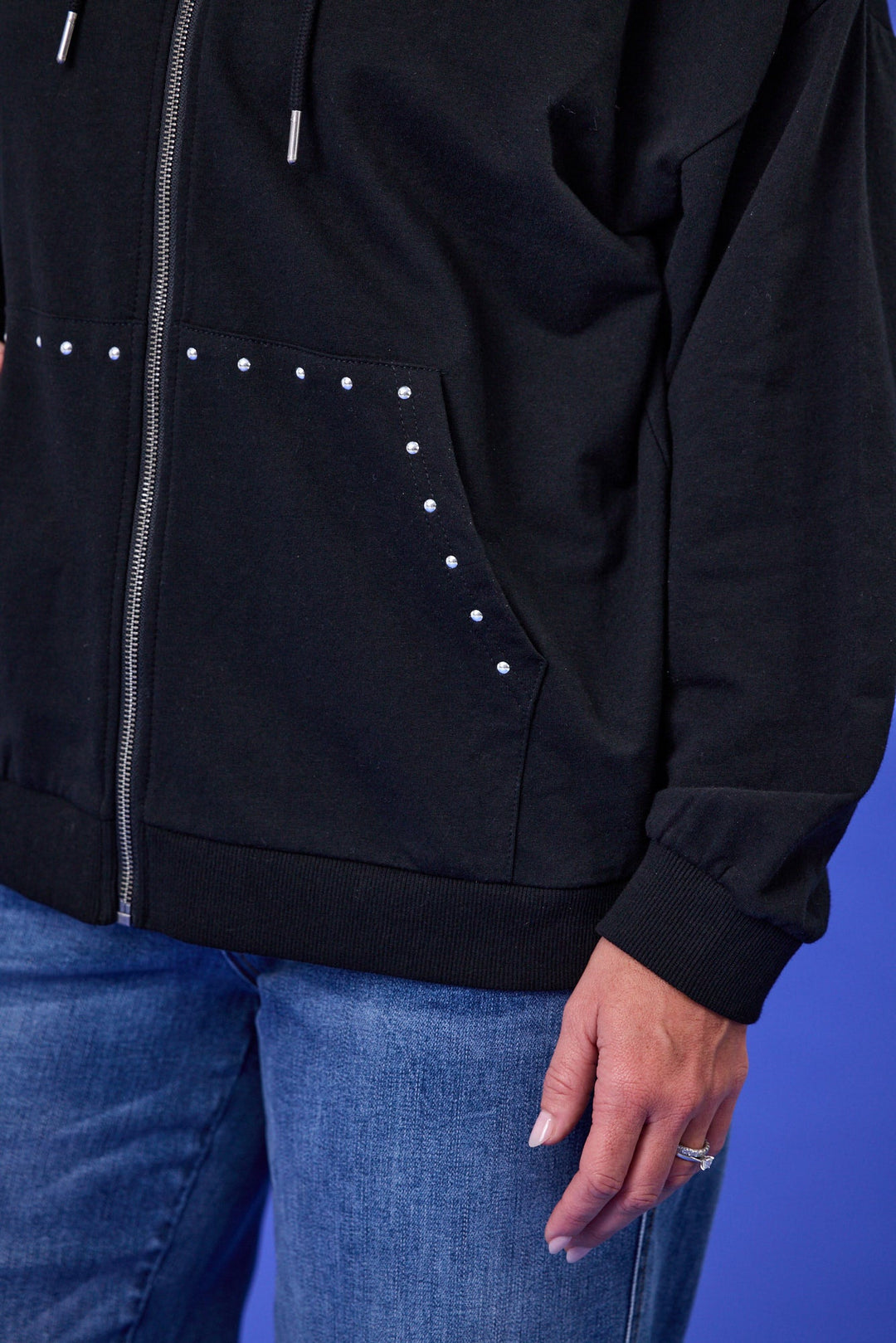 Rebel Club Trackside Zip Up Hoodie Stud Black