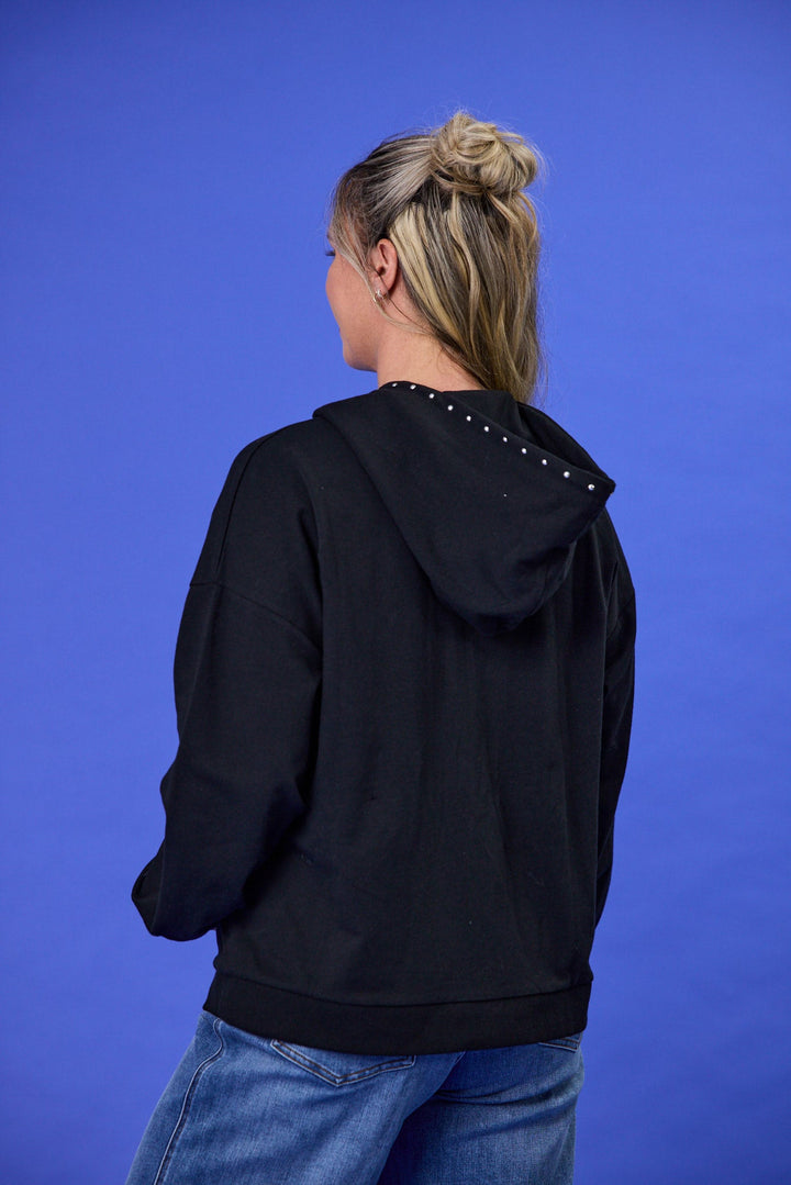 Rebel Club Trackside Zip Up Hoodie Stud Black