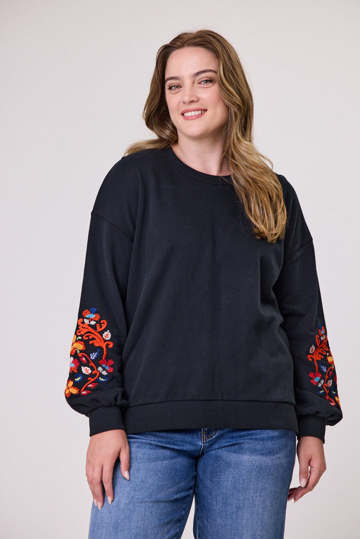 Label Andrew Embroidered Sleeve Sweatshirt Black
