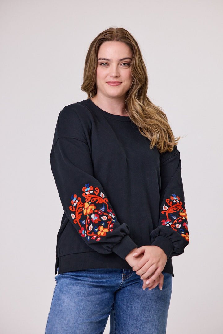 Label Andrew Embroidered Sleeve Sweatshirt Black