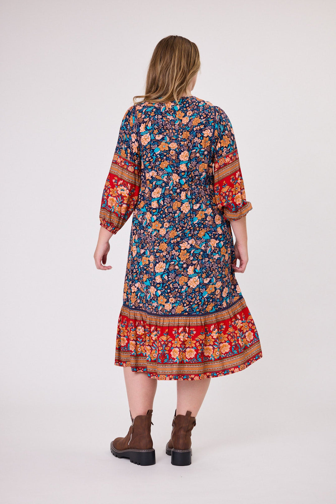 Sunday Boho Rachel Empire Seam Midi Dress Blue