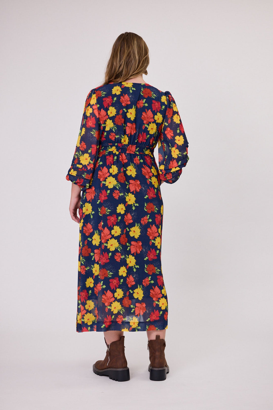 Gloss The Label Denzel V Neck Dress Flame Floral