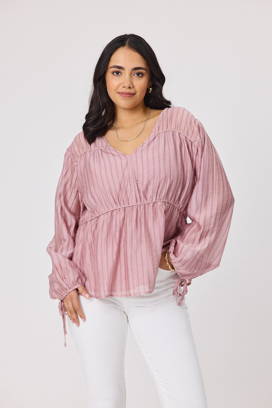 Label Tia Top Pink Chocolate Stripe