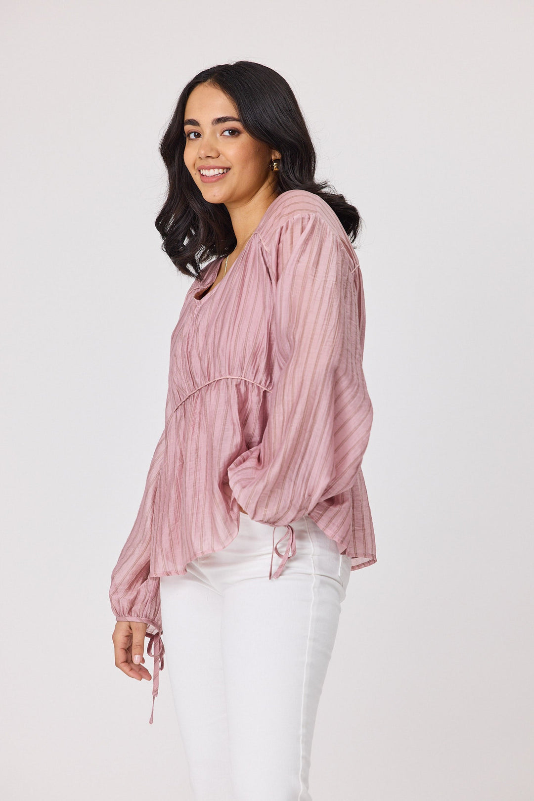 Label Tia Top Pink Chocolate Stripe