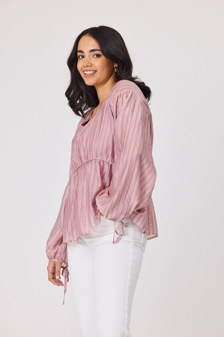 Label Tia Top Pink Chocolate Stripe