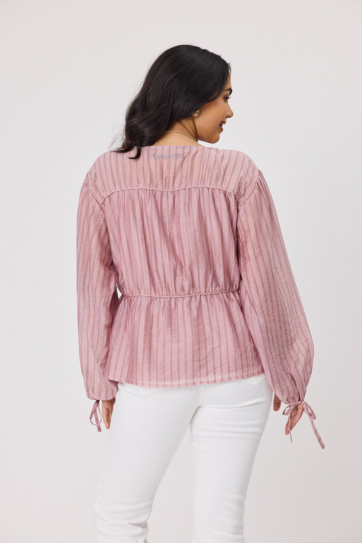 Label Tia Top Pink Chocolate Stripe