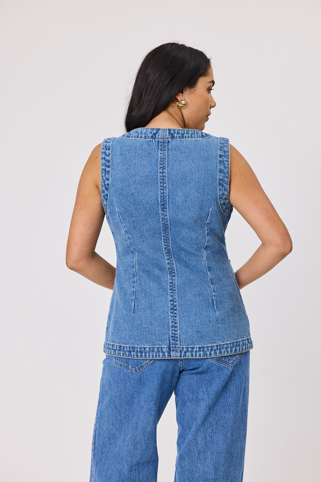 Label Liani Denim Vest Washed Blue