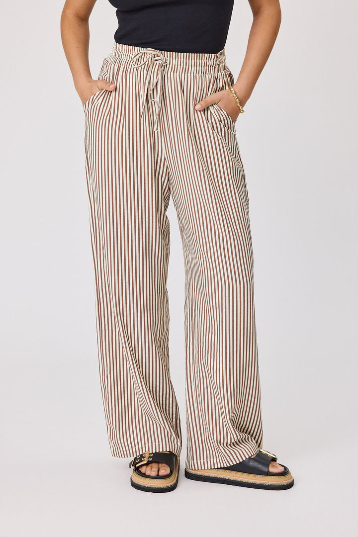 Label Ravi Wide Leg Pants Chocolate Stripe