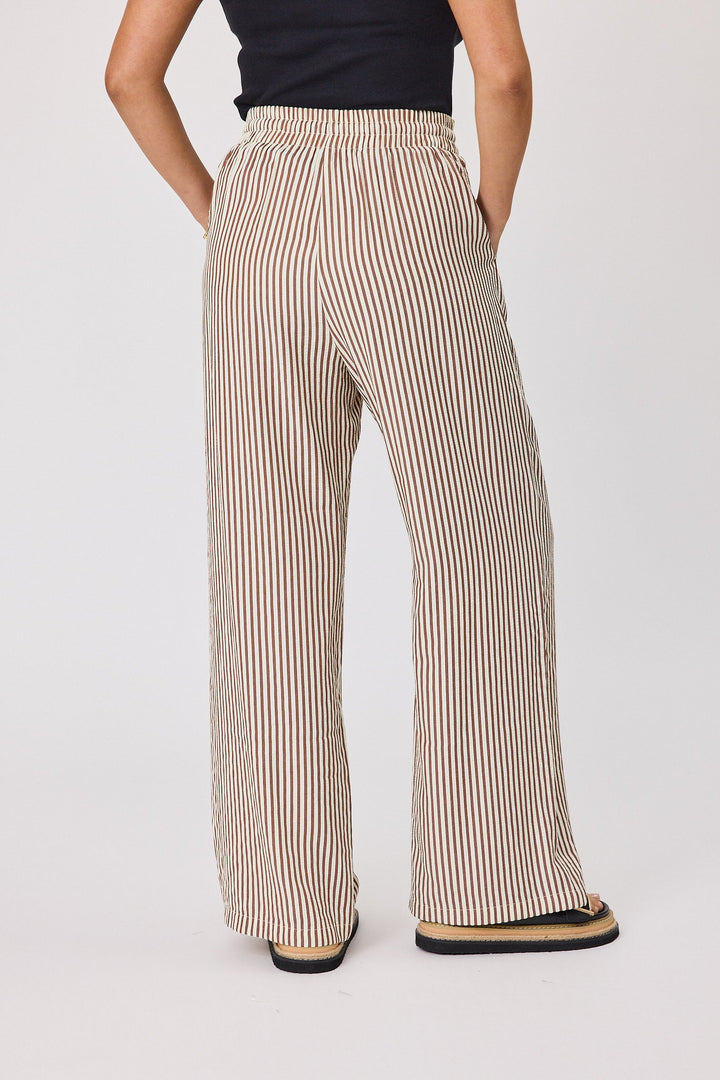Label Ravi Wide Leg Pants Chocolate Stripe