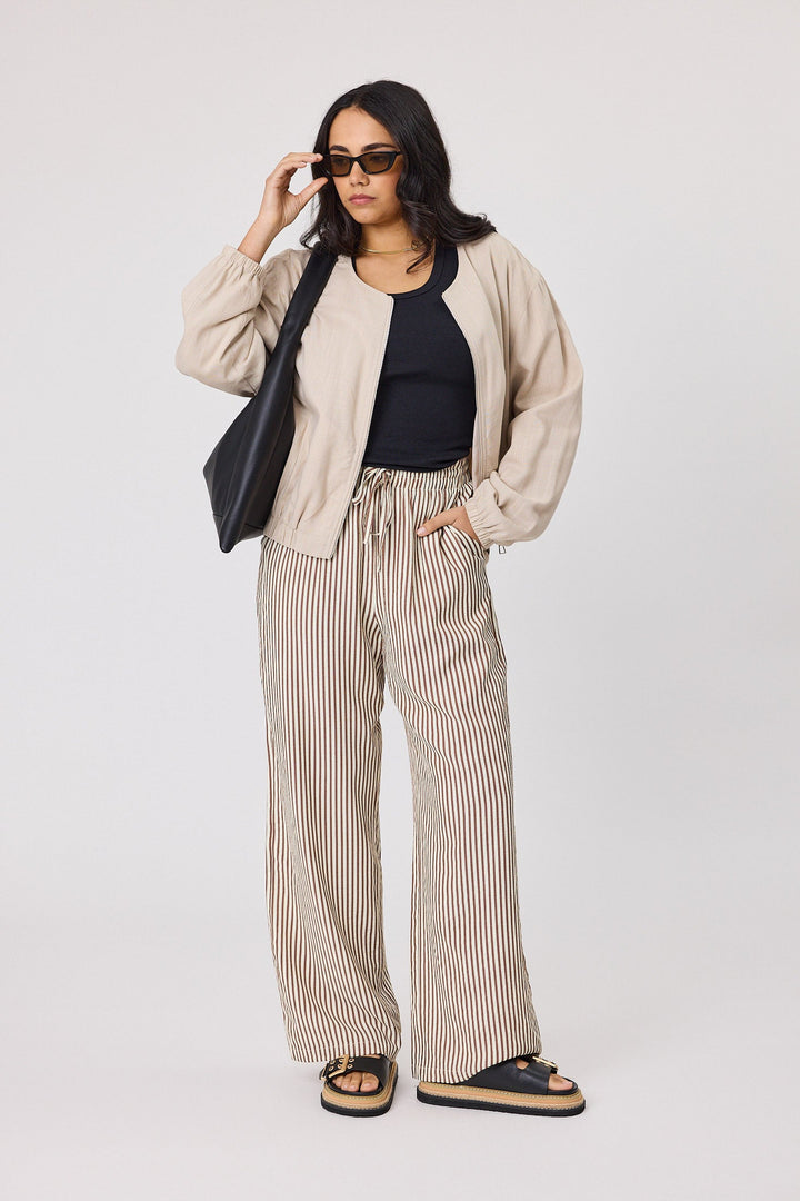 Label Ravi Wide Leg Pants Chocolate Stripe