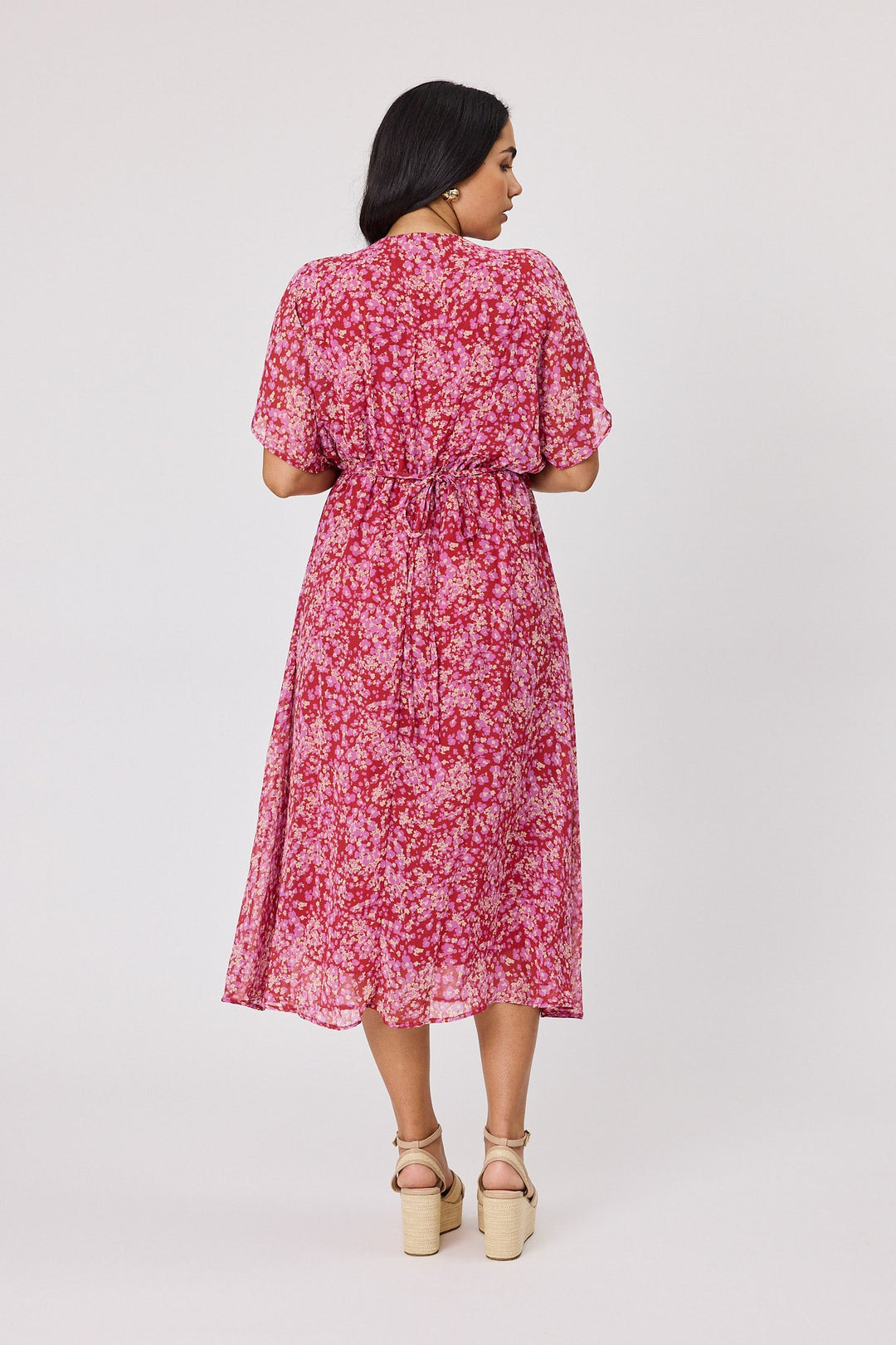 Gloss The Label Jordyn Empire Line Dress Red Pink Floral
