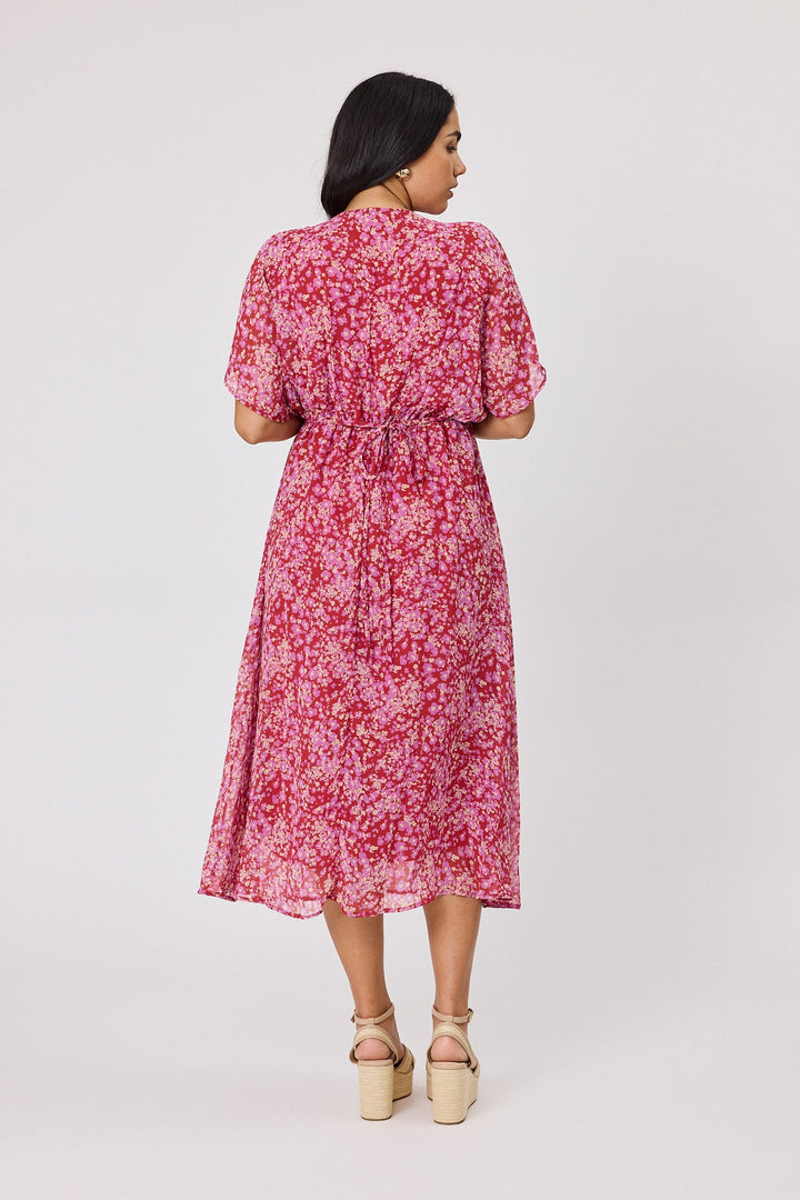 Gloss The Label Jordyn Empire Line Dress Red Pink Floral