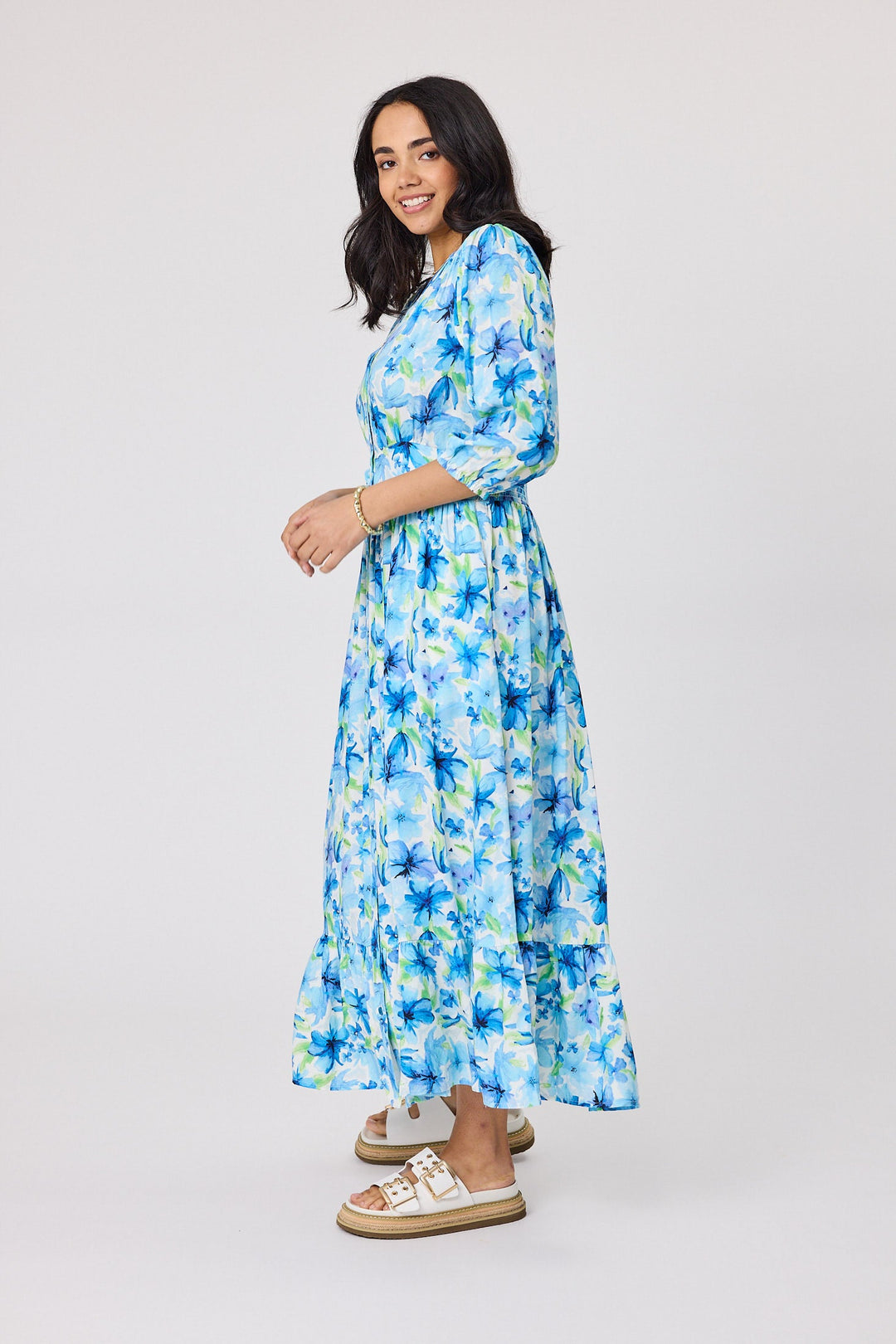 Sunday Boho Bella Floral Maxi Dress Blue