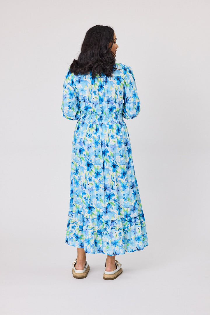 Sunday Boho Bella Floral Maxi Dress Blue