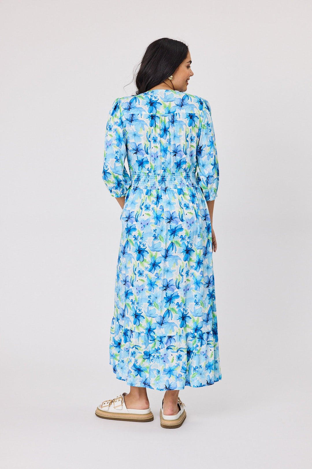Sunday Boho Bella Floral Maxi Dress Blue