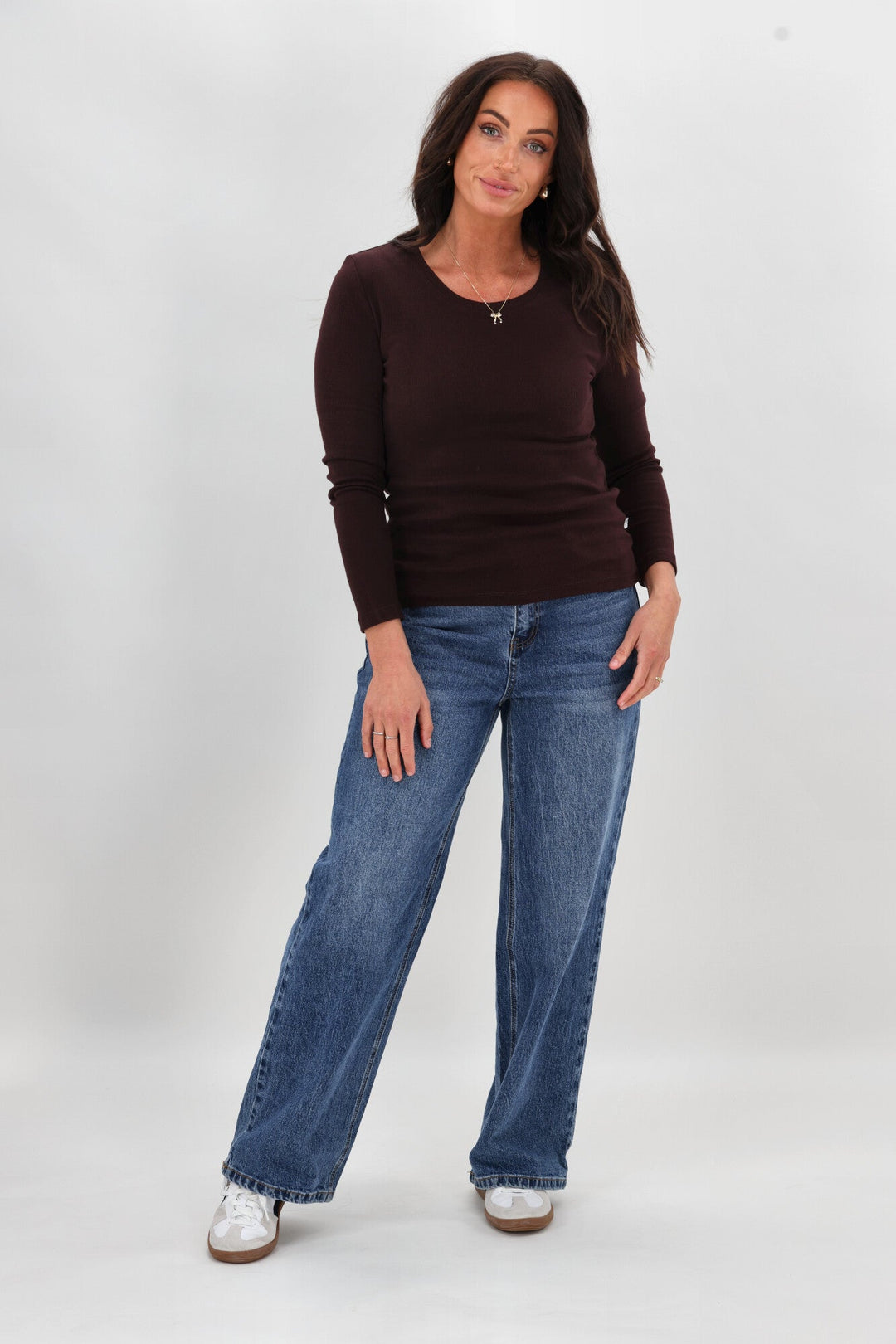 Essential Rib Long Sleeve Chocolate