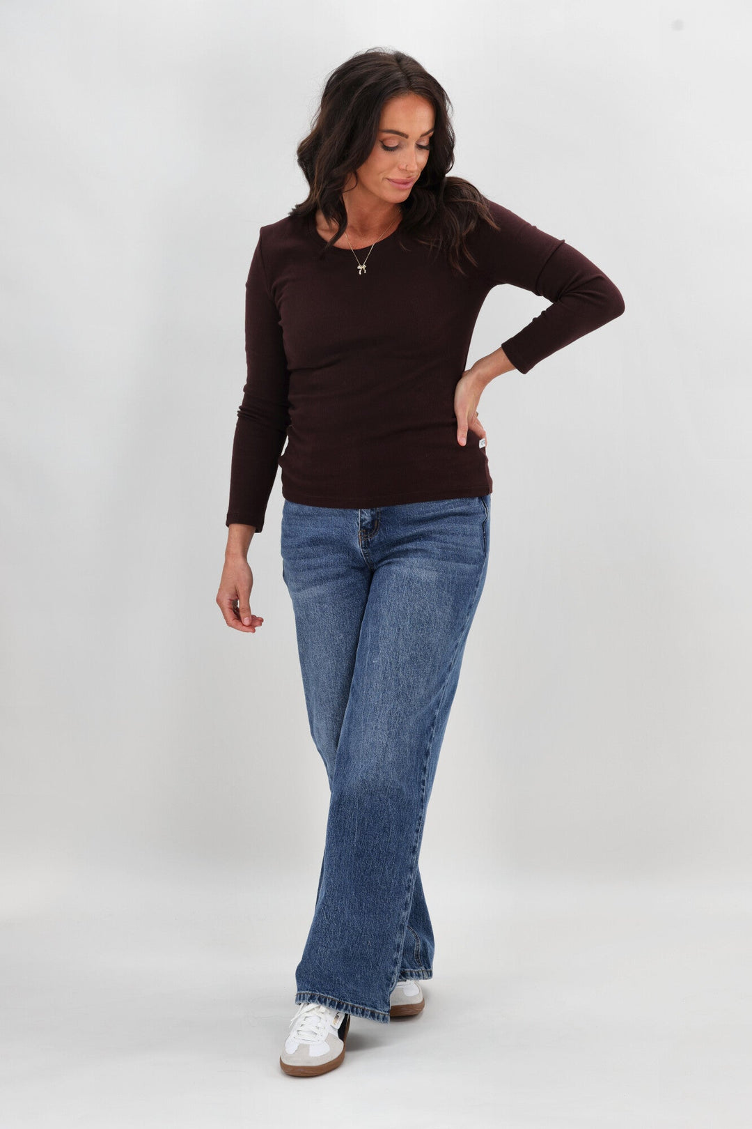 Essential Rib Long Sleeve Chocolate