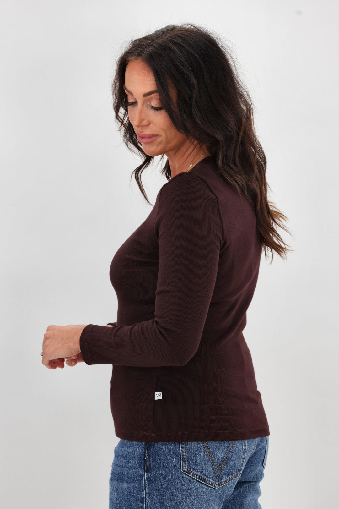 Essential Rib Long Sleeve Chocolate