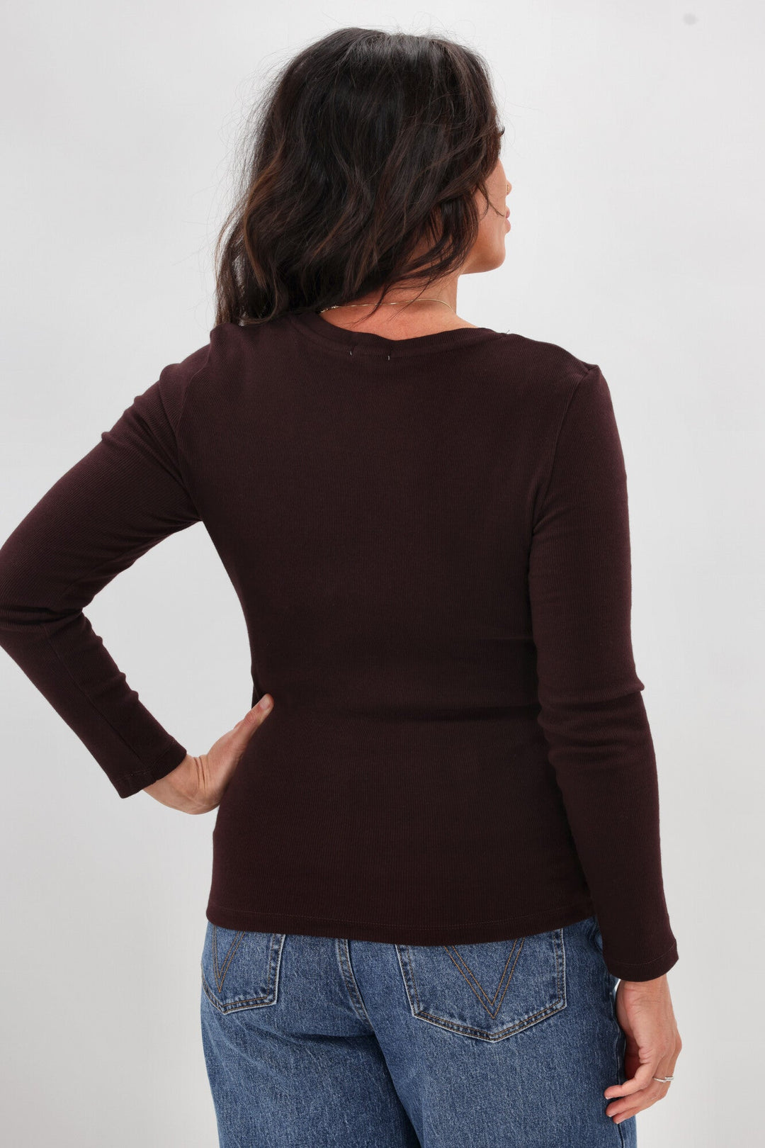 Essential Rib Long Sleeve Chocolate