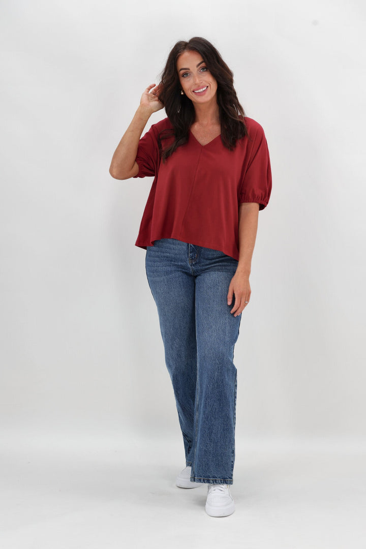 Essentials Cap Sleeve Top Cranberry