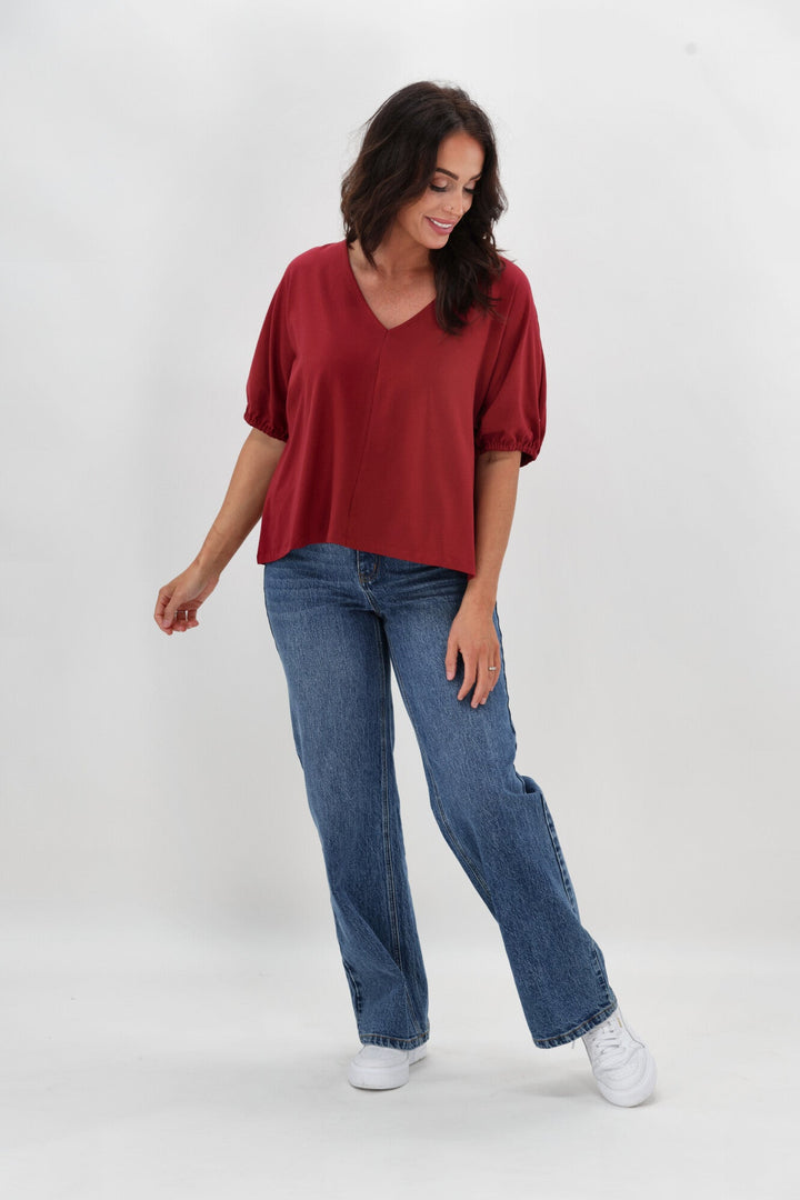 Essentials Cap Sleeve Top Cranberry
