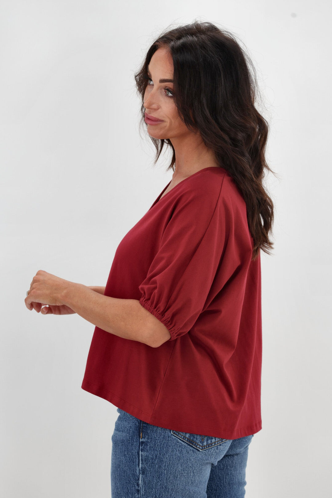 Essentials Cap Sleeve Top Cranberry