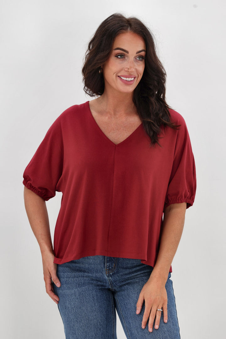 Essentials Cap Sleeve Top Cranberry