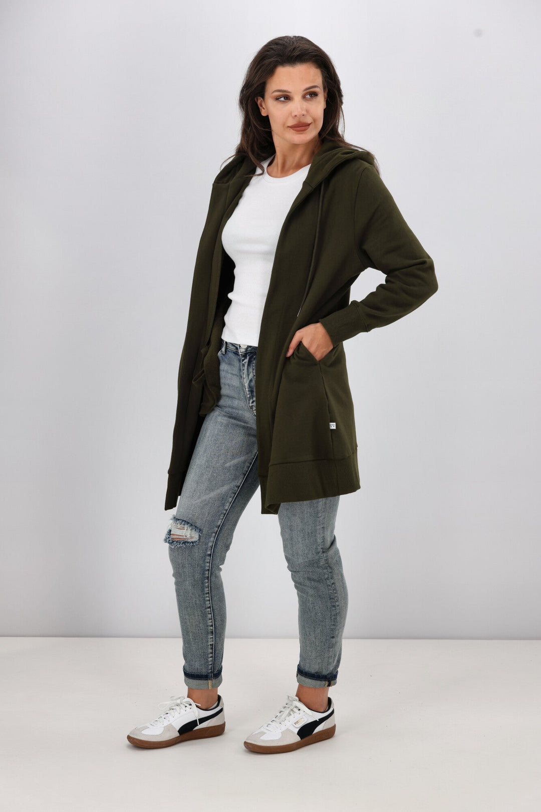 Essentials Longline Hoody Olive