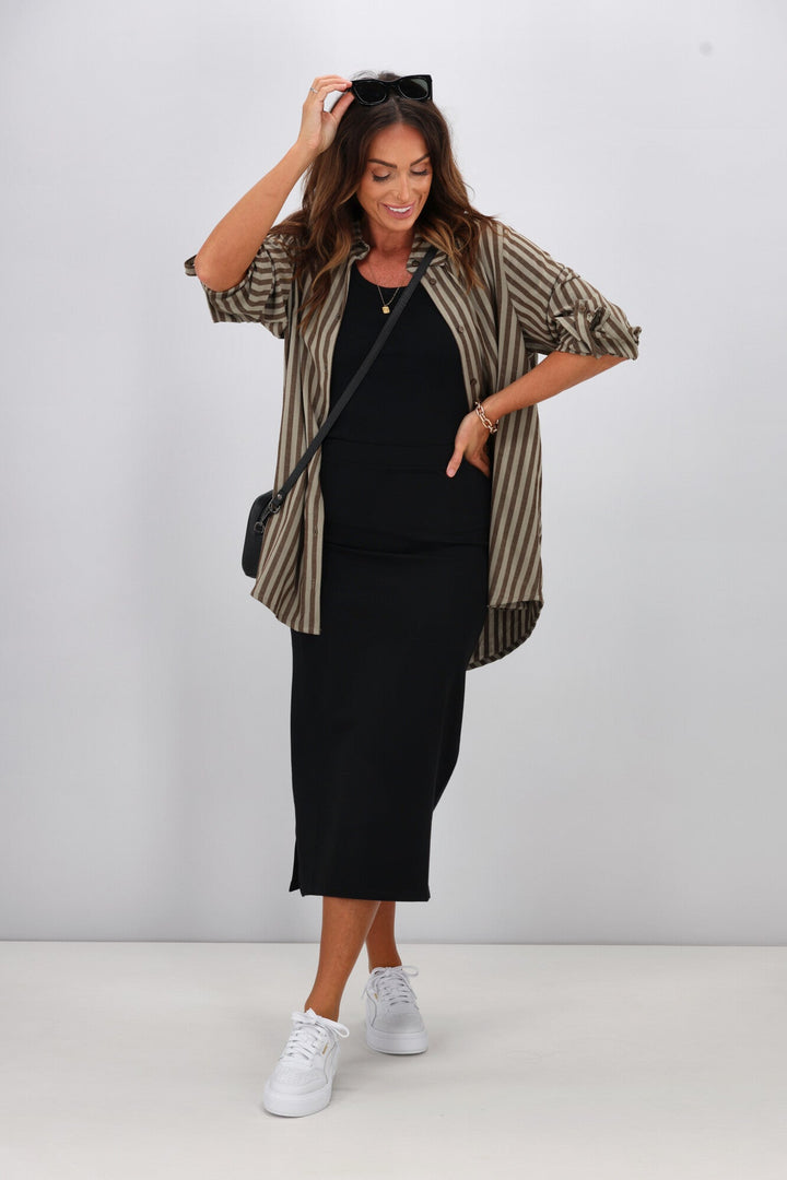 Essentials Midi Slip Skirt Black