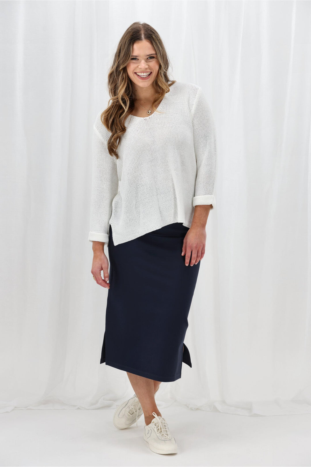 Essentials Midi Slip Skirt Navy