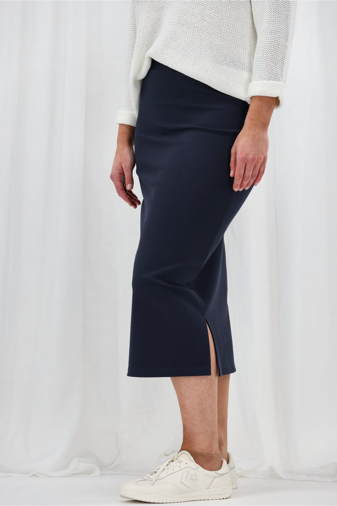 Essentials Midi Slip Skirt Navy