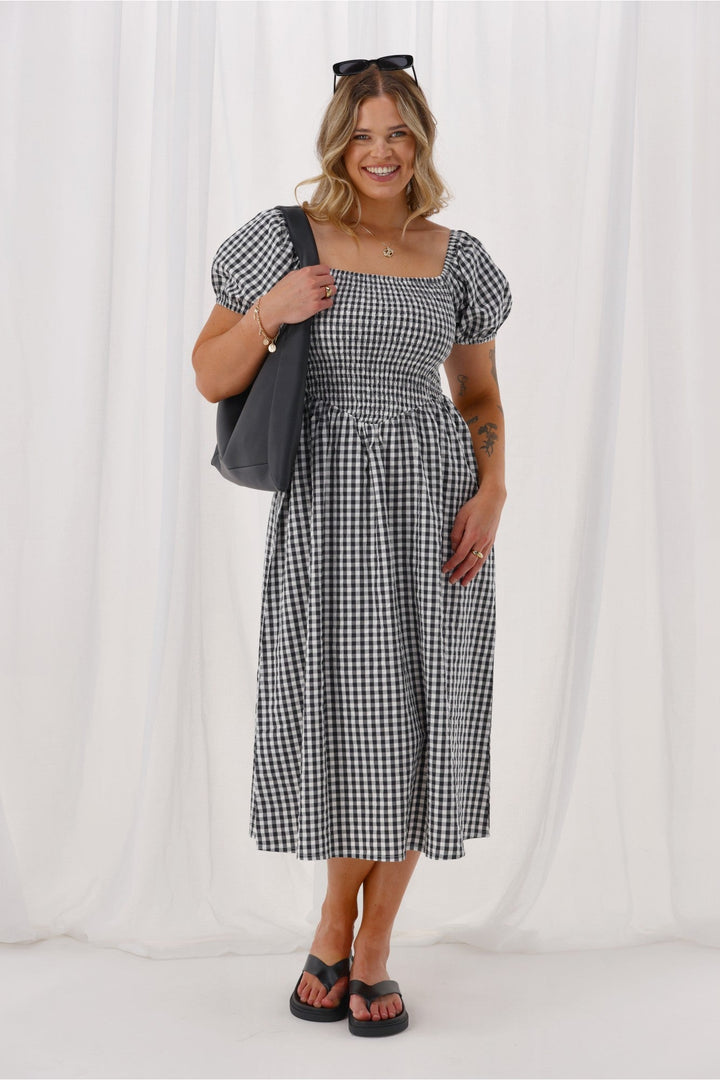 Label Annaliese Dress Black Check