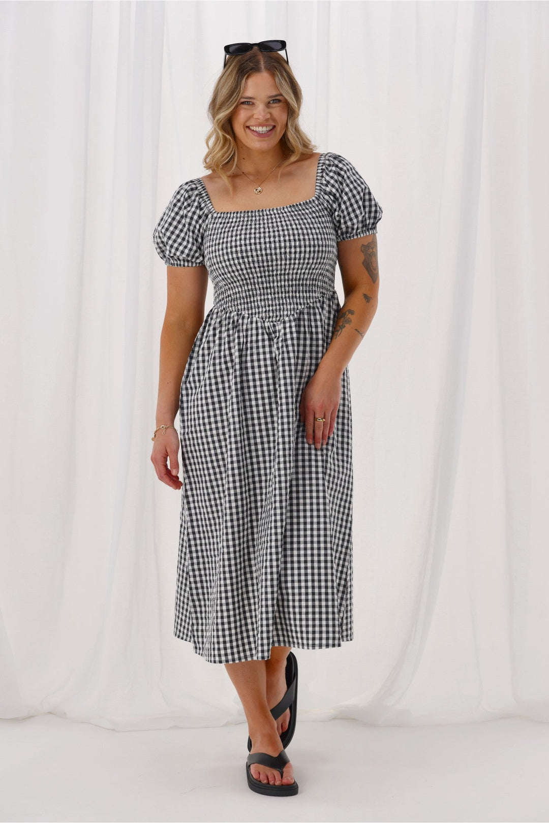 Label Annaliese Dress Black Check