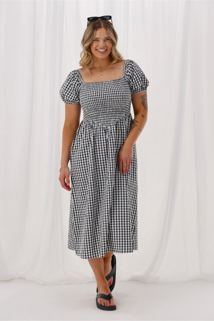 Label Annaliese Dress Black Check