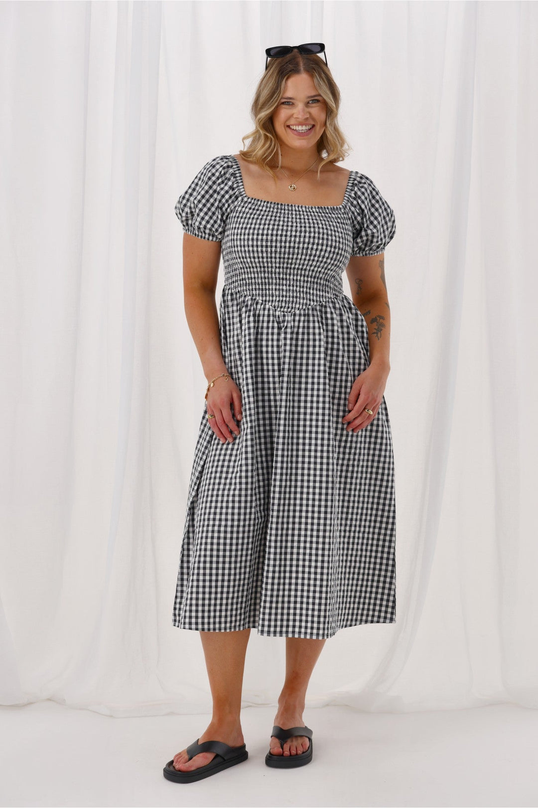 Label Annaliese Dress Black Check