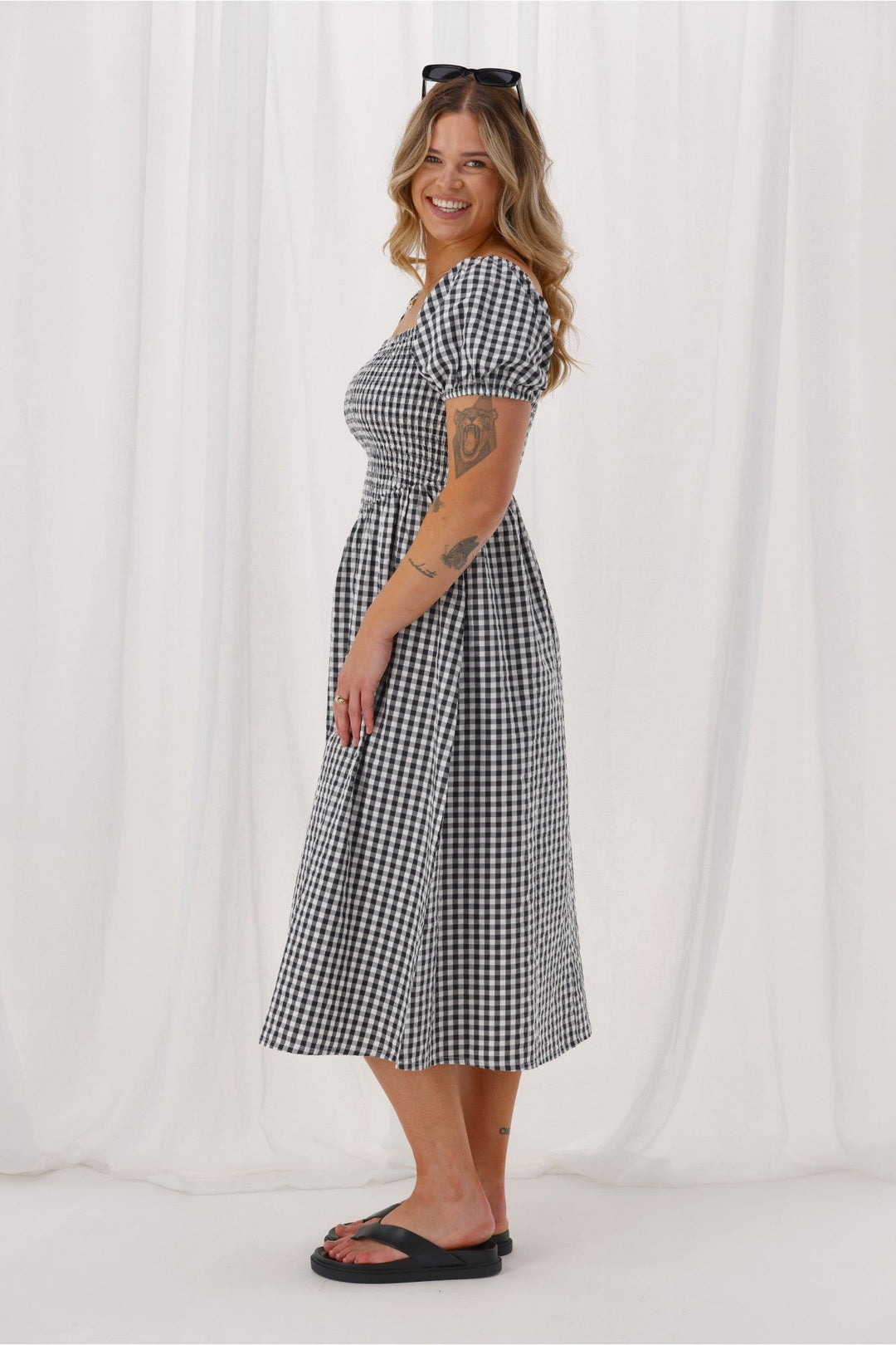 Label Annaliese Dress Black Check