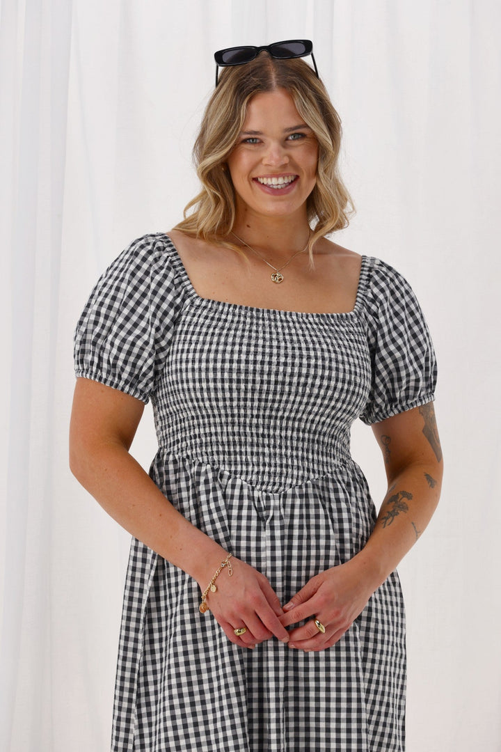 Label Annaliese Dress Black Check