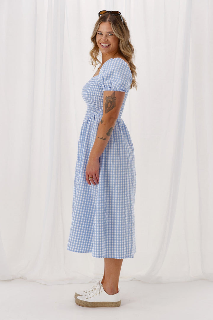 Label Annaliese Dress Blue Check