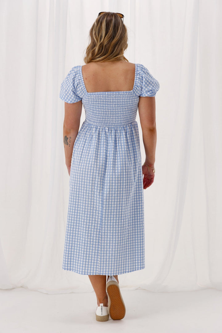 Label Annaliese Dress Blue Check