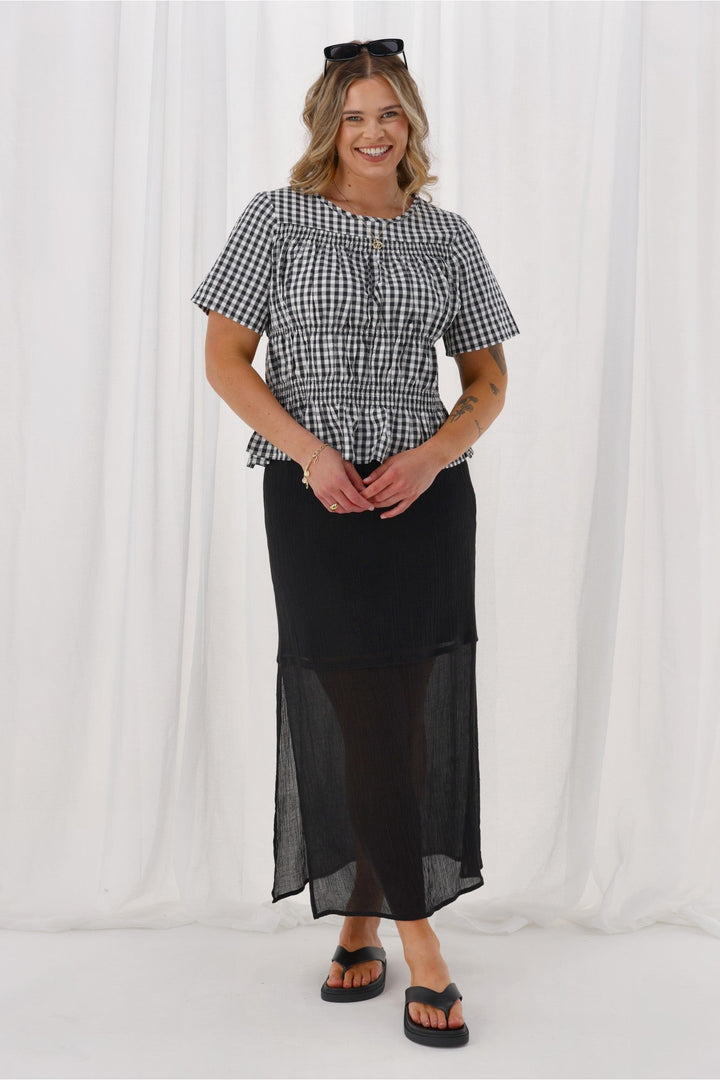Label Annaliese Top Black Check