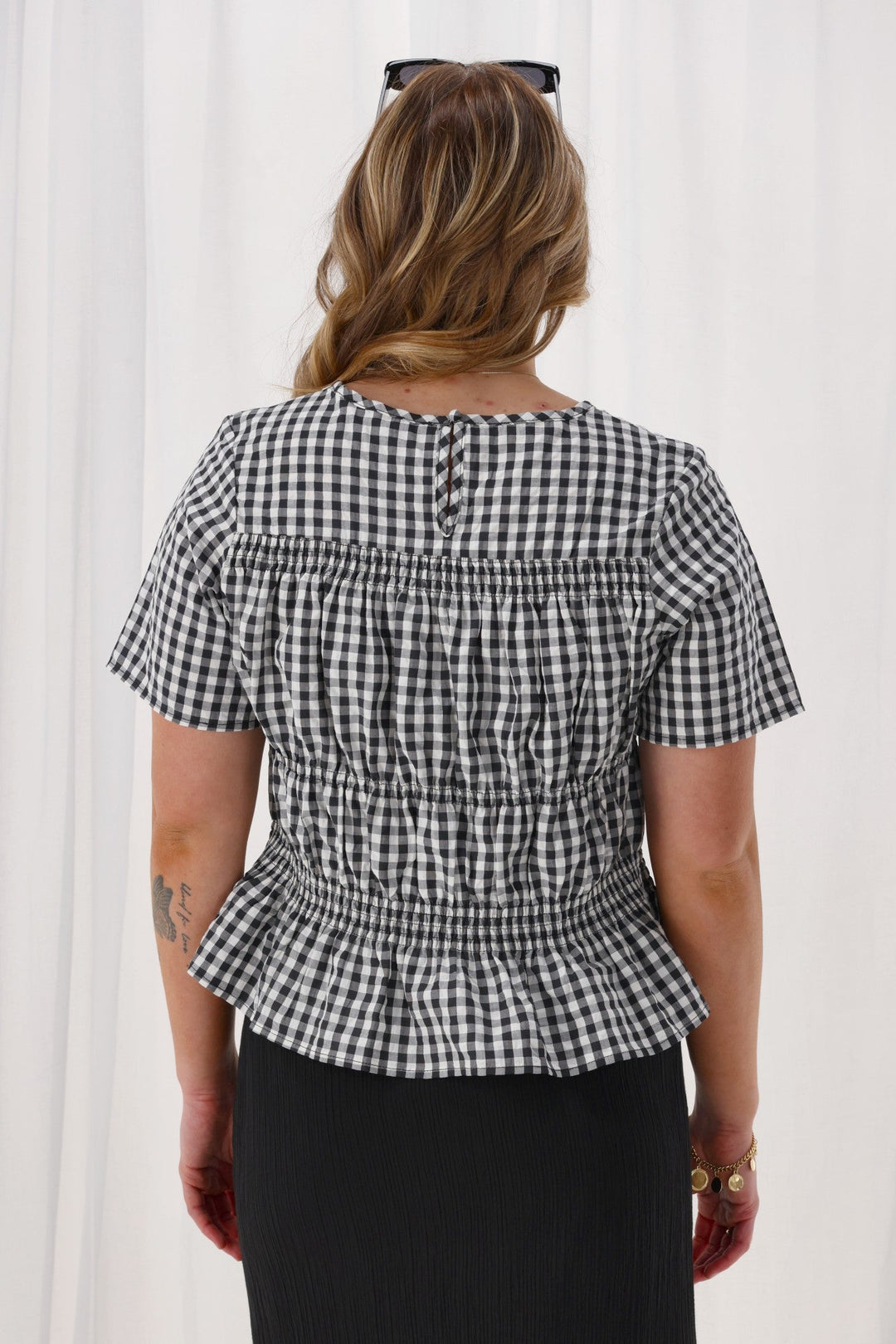 Label Annaliese Top Black Check