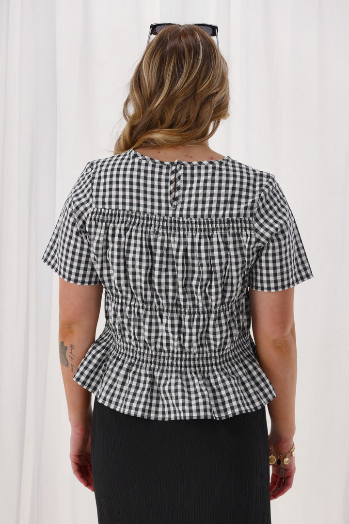 Label Annaliese Top Black Check