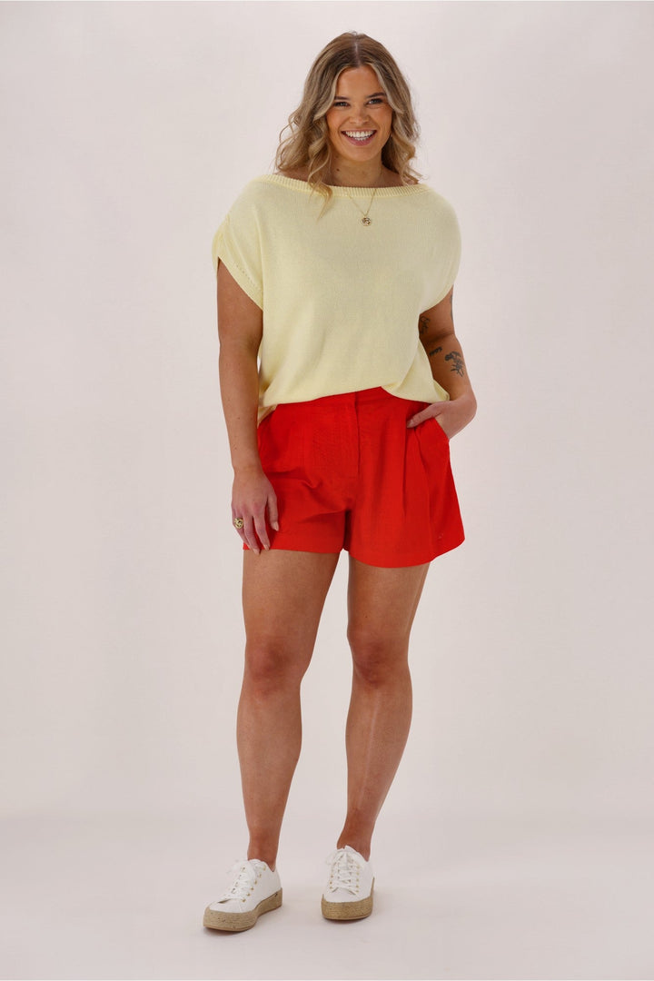 Label Avelina Linen Blend Shorts Coral
