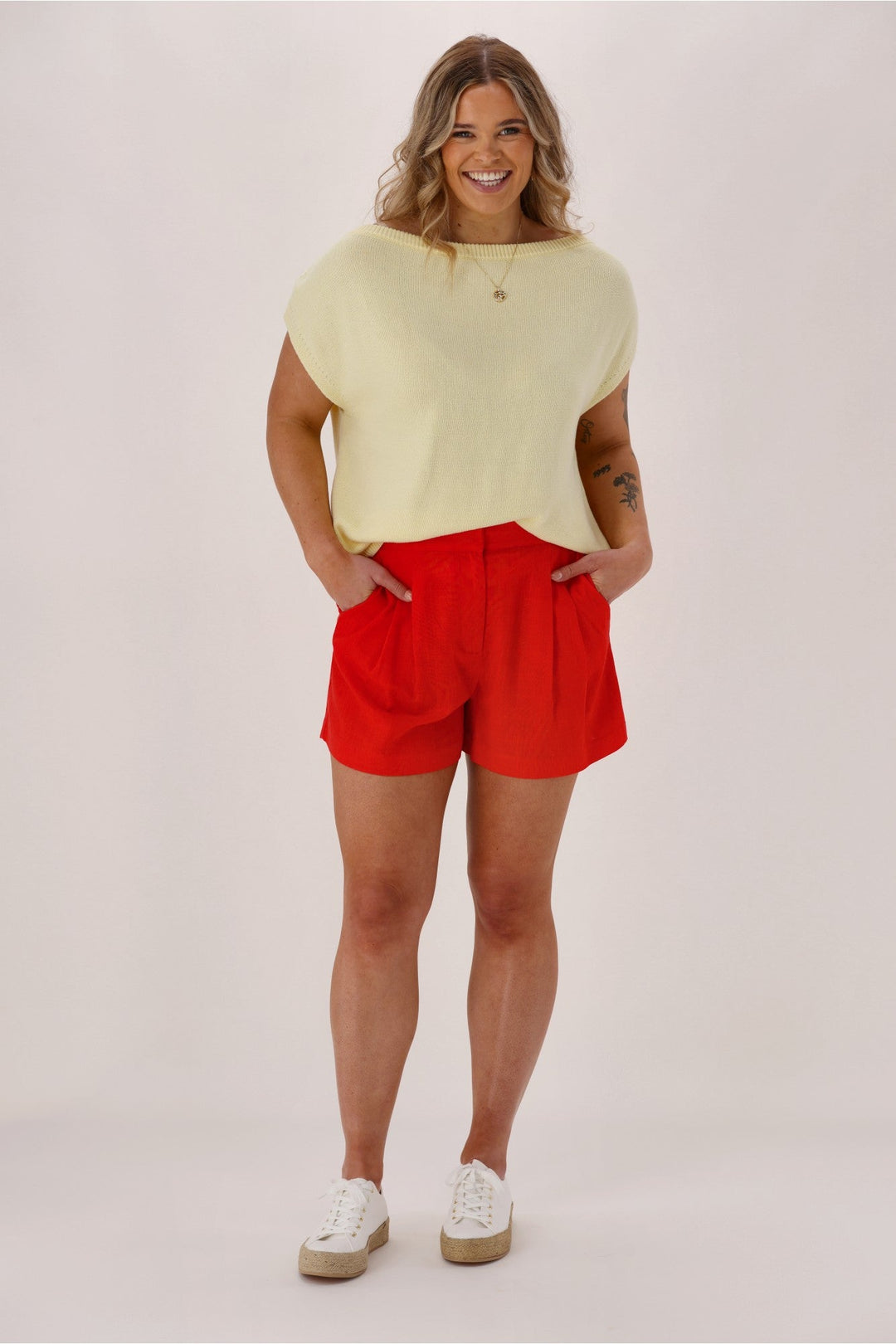 Label Avelina Linen Blend Shorts Coral