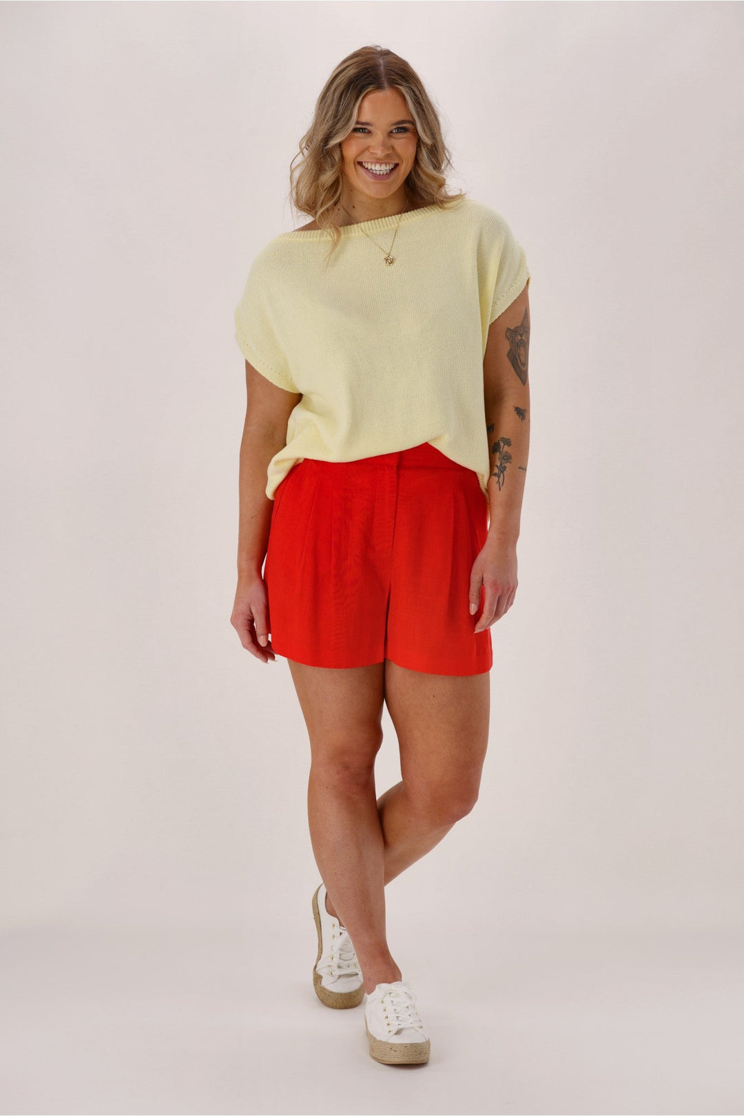 Label Avelina Linen Blend Shorts Coral